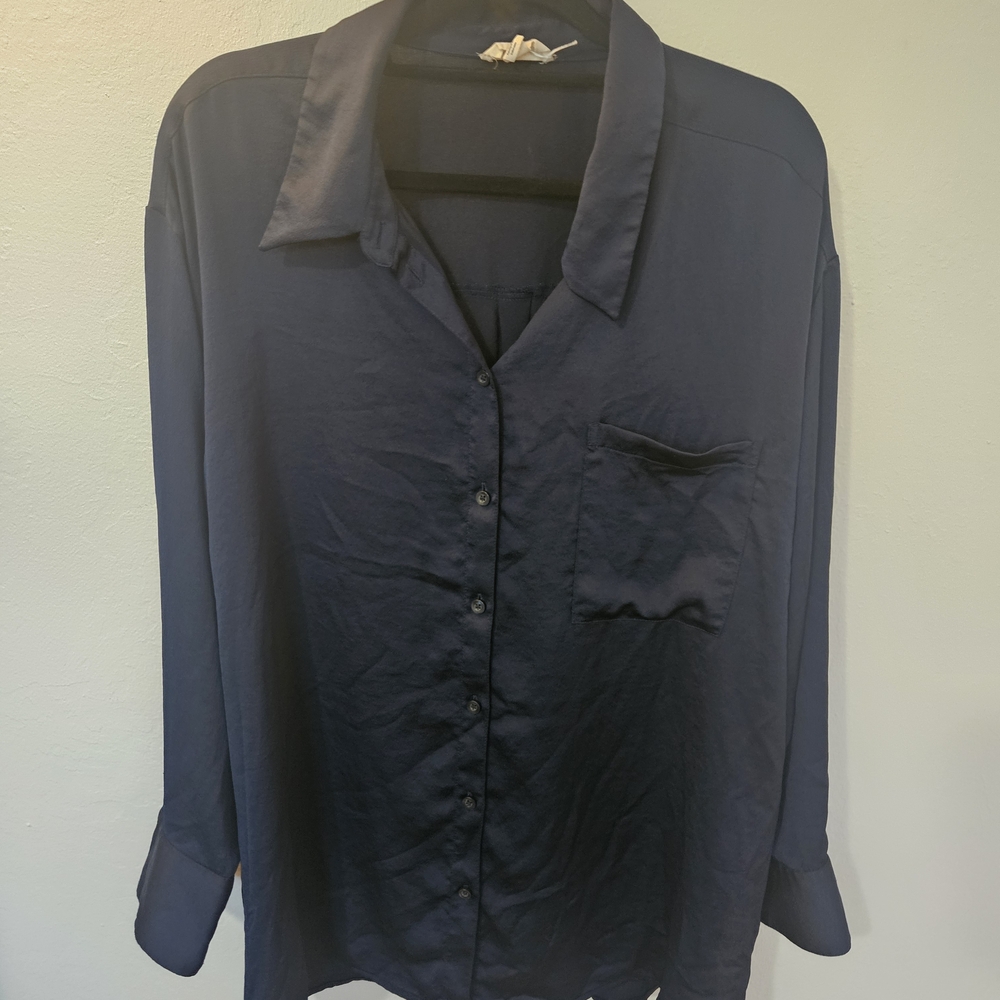 Navy Blue Button-Up Shirt